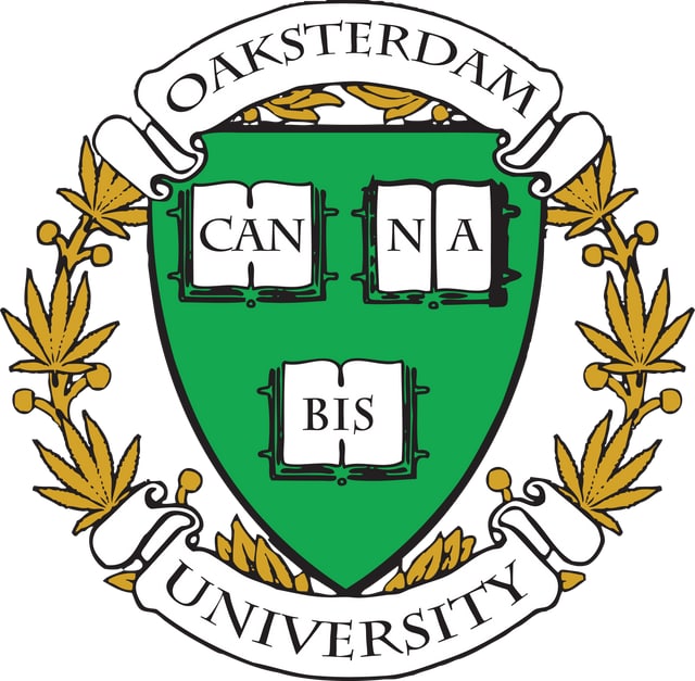 Das Logo der Uni, bei der sich alles um Cannabis dreht. Das Logo der Uni, bei der sich alles um Cannabis dreht.