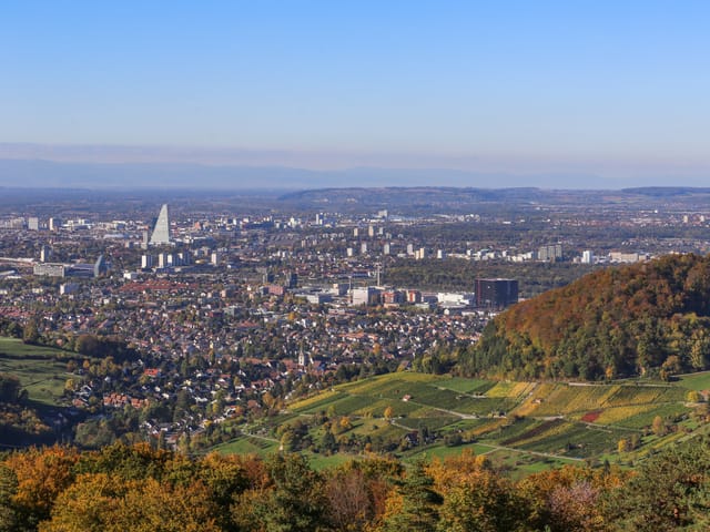 Stadt Basel, Grüne Hügel im Vordergrund