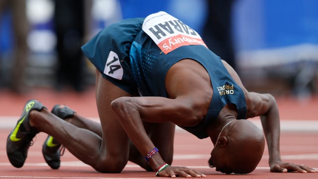 Mo Farah nach seinem Sieg über 3000 m. Mo Farah nach seinem Sieg über 3000 m.