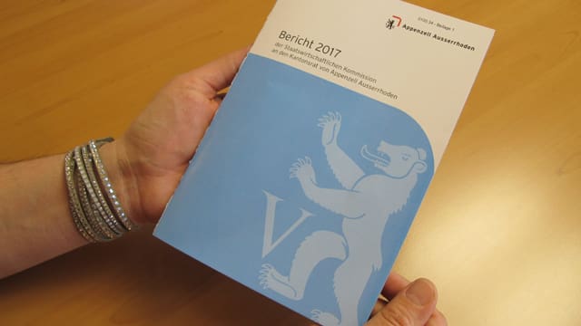 Jemand hält den Bericht der Staatwirtschaftlichen Kommission in den Händen. Jemand hält den Bericht der Staatwirtschaftlichen Kommission in den Händen.