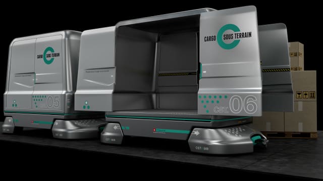 Futuristische Wägelchen für den Untergrund und Transportkisten. Futuristische Wägelchen für den Untergrund und Transportkisten.