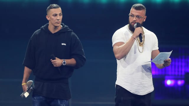 Farid Bang (links) und Kollegah bei der Echo-Verleihung. Farid Bang (links) und Kollegah bei der Echo-Verleihung.
