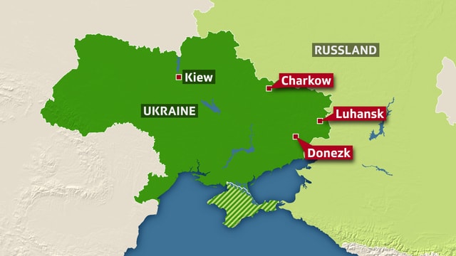 Karte der Ukraine.