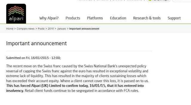 Ankündigung der Insolvenz, Text auf Firmenwebseite. Ankündigung der Insolvenz, Text auf Firmenwebseite.