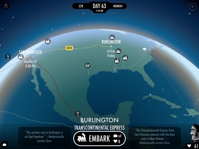 Die Route von San Francisco über Burlington in Richtung Ostküste, Washington, New York. Die Route von San Francisco über Burlington in Richtung Ostküste, Washington, New York.