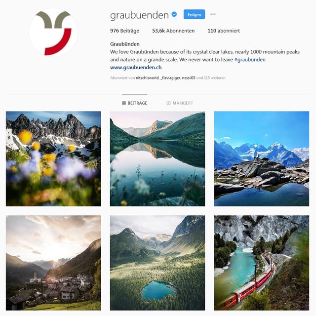 Uschia vesa il conto da Instagram da Grischun Vacanzas ora. Uschia vesa il conto da Instagram da Grischun Vacanzas ora.