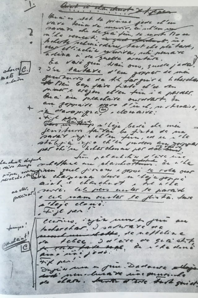 L'emprima pagina dal mauscrit da Cla Biert per sia istorgia "Aint il chaschuolt" L'emprima pagina dal mauscrit da Cla Biert per sia istorgia "Aint il chaschuolt"