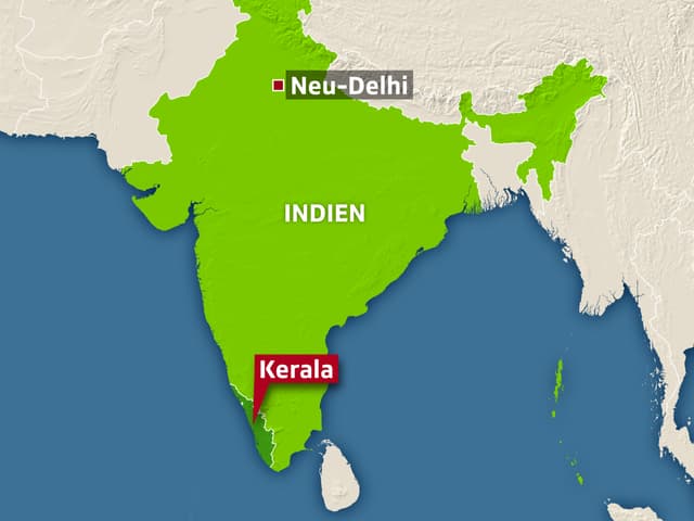 Karte mit Kerala im Süden Indien. Karte mit Kerala im Süden Indien.