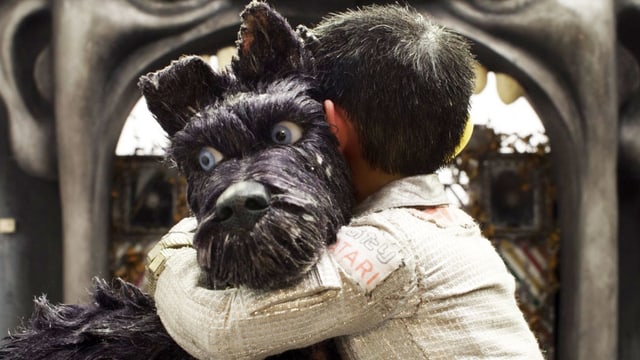 Ein Junge umarmt ein Hund Ein Junge umarmt ein Hund