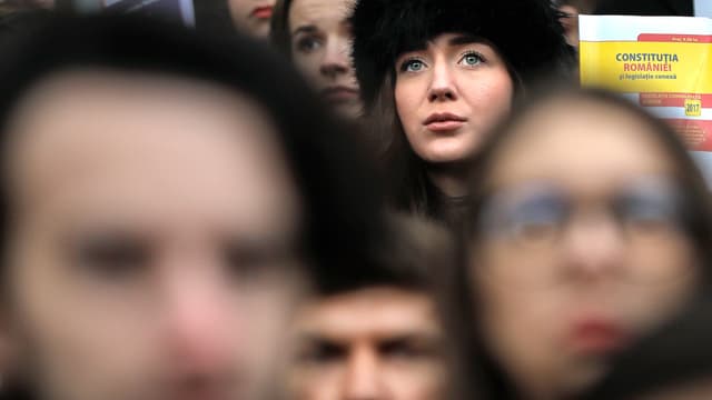 Aufnahme von Protestierenden in Rumäniens Hauptstadt Bukarest. Aufnahme von Protestierenden in Rumäniens Hauptstadt Bukarest.