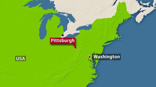 Karte mit der Lage von Pittsburgh. Karte mit der Lage von Pittsburgh.
