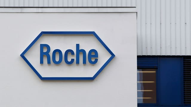 Das Logo des Pharmaunternehmens Roche. Das Logo des Pharmaunternehmens Roche.