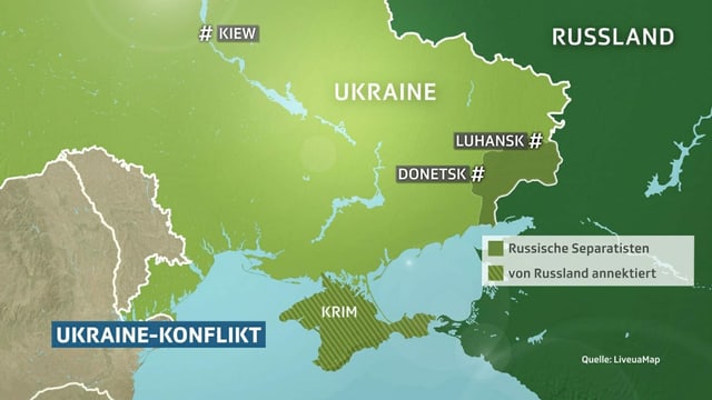 Karte des Ukraine-Konflikts. Karte des Ukraine-Konflikts.