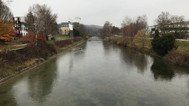 In der Töss hat es sehr wenig Wasser, der Fluss fliesst ruhig. In der Töss hat es sehr wenig Wasser, der Fluss fliesst ruhig.