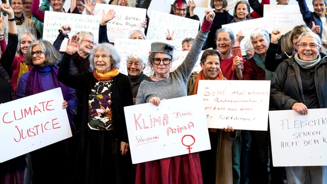 Plakate an der Medienkonferenz der Klimaseniorinnen 2016. Plakate an der Medienkonferenz der Klimaseniorinnen 2016.