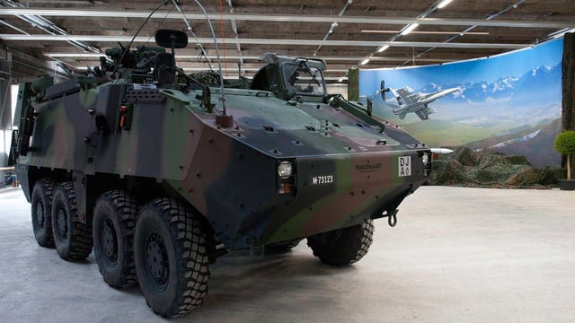 Sicht auf ein ABC-Aufklärungsfahrzeug der Schweizer Armee. Sicht auf ein ABC-Aufklärungsfahrzeug der Schweizer Armee.