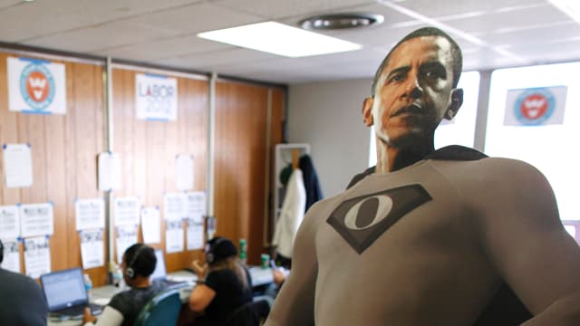 Karton-Obama. Karton-Obama.