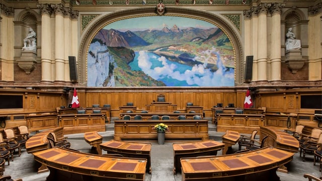 Blick in den leeren Saal des Nationalrats von hinten. Blick in den leeren Saal des Nationalrats von hinten.