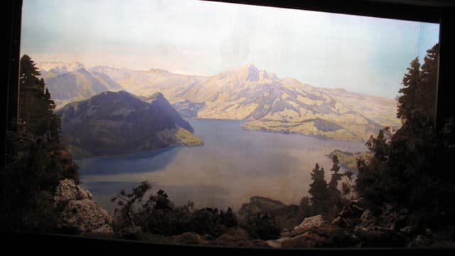 Gemaltes Alpenpanorama aus dem 20. Jahrhundert Gemaltes Alpenpanorama aus dem 20. Jahrhundert