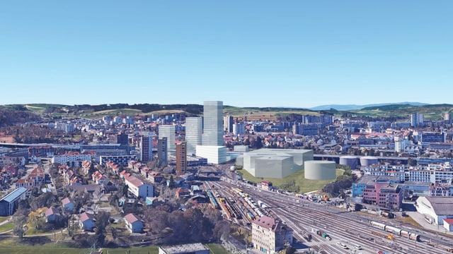 Eine Fotomontage des neuen Quartiers im Westen von Bern Eine Fotomontage des neuen Quartiers im Westen von Bern