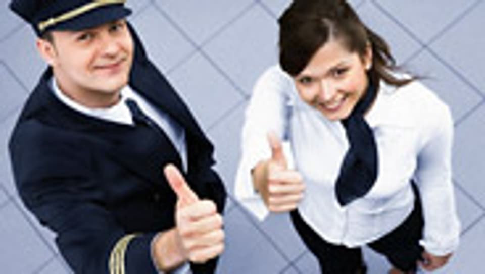 Traumberufe: Pilot und Stewardess.