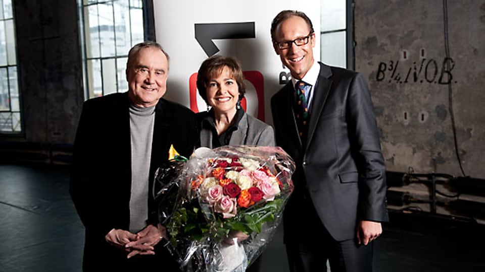 Kurt Felix, seine Frau Paola und DRS 1-Gastgeber Christian Zeugin.