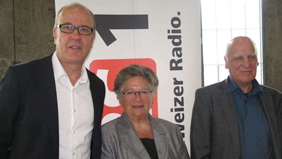 DRS 1-Gastgeber Daniel Hitzig, Liana Ruckstuhl und Richard Butz.