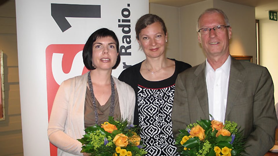 Alexandra Haas, DRS 1-Gastgeberin Karin Frei und Rolf Pfeifer.