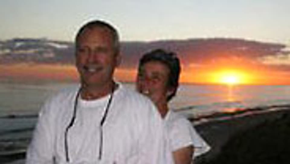 Silvia Koller und Heinz Stüssi am Strand von Paraiso Suizo in Uruguay