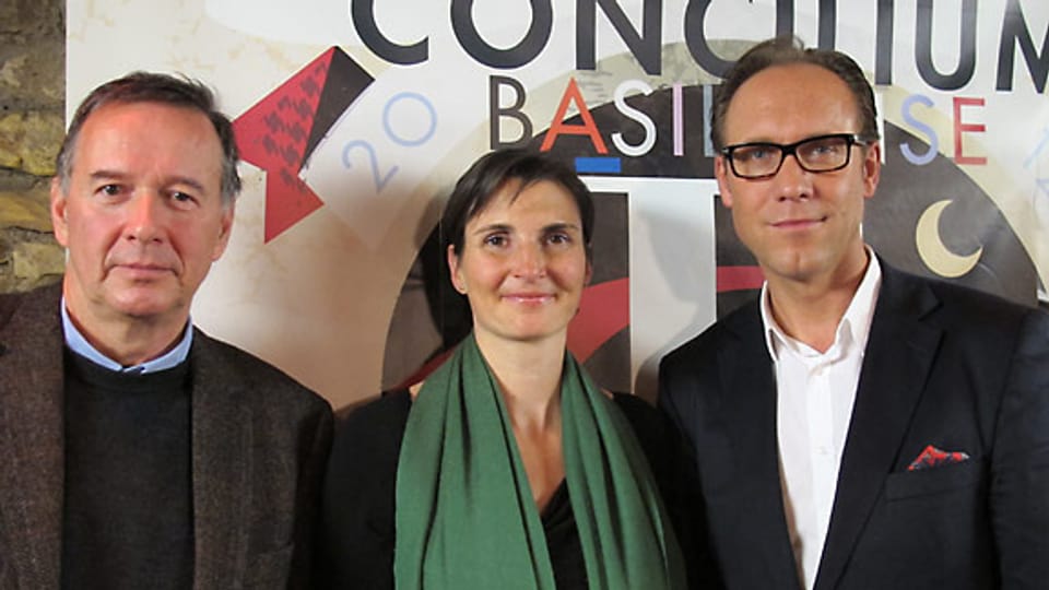 Markus Melzl, Christine Brugger und DRS 1-Gastgeber Christian Zeugin.