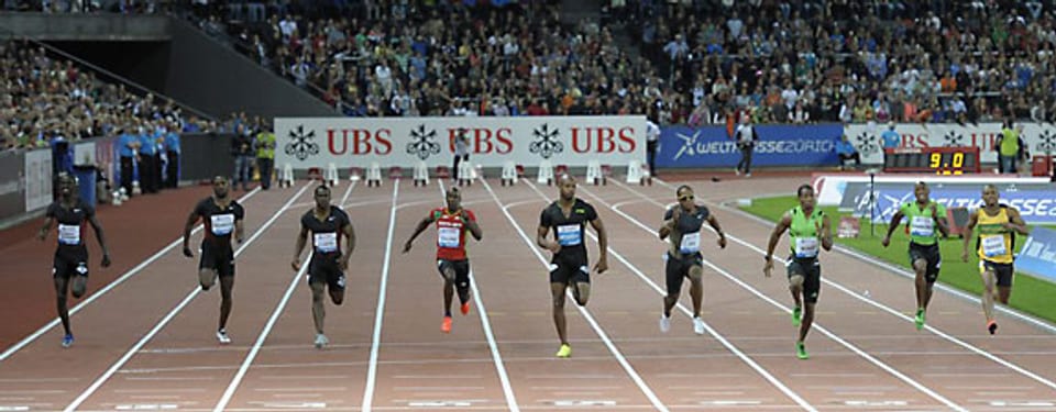 100 Meter Sprint im Letzigrund an der Weltklasse Zürich 2011.