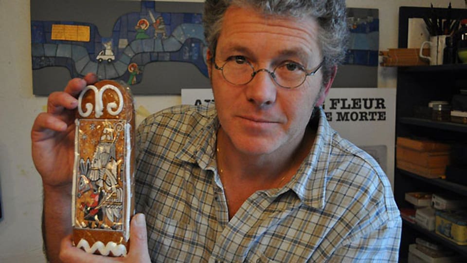 Lebkuchen mit Samichlaus-Sujet von Künstler Frédéric Aeby.