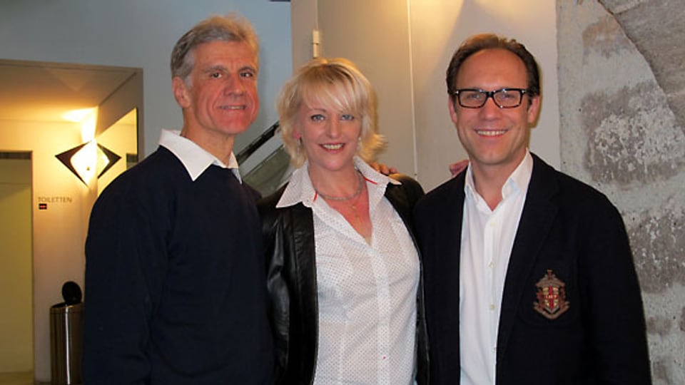 Markus Schneider, Caroline Haerdi und Radio SRF 1-Gastgeber Christian Zeugin.