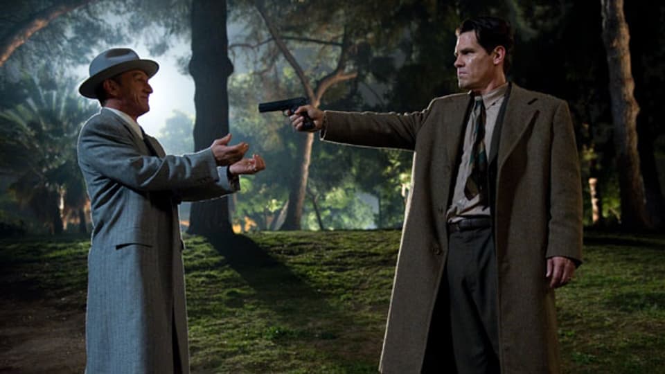 Showdown zwischen Gangster Mickey Cohen (Sean Penn, links) und Cop John O’Mara (Josh Brolin).