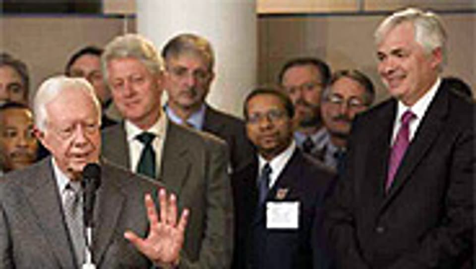 Jimmy Carter, Bill Clinton und Bill Underwood am New Baptist Covenant in Atlanta