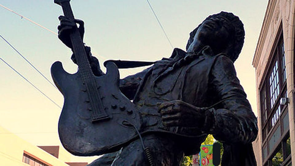 Legende in Bronze: die Statue von Jimi Hendrix Seattle.