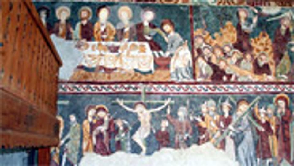 Wandmalereien in der reformierten Kirche Waltensburg.