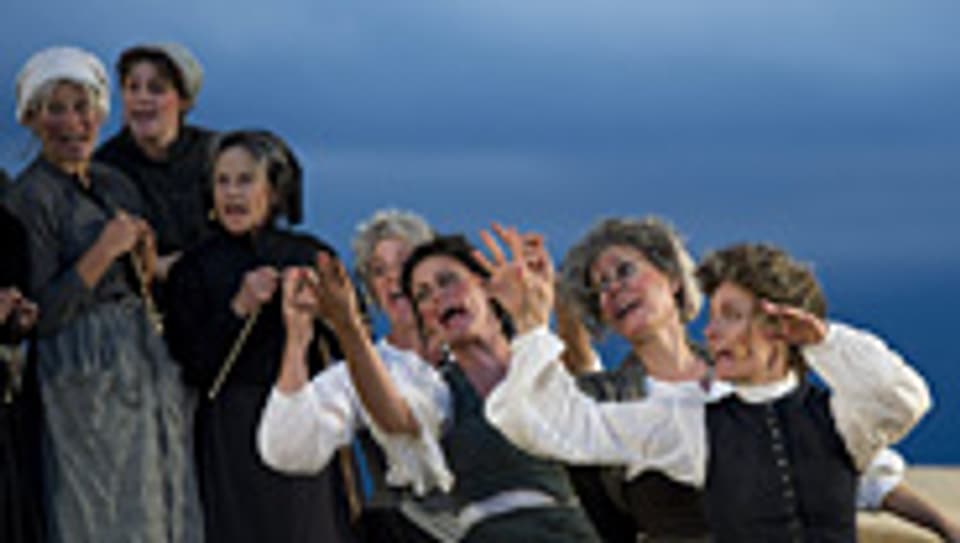 Szene aus «Gotthelf - das Musical» auf der Seebuehne in Thun.