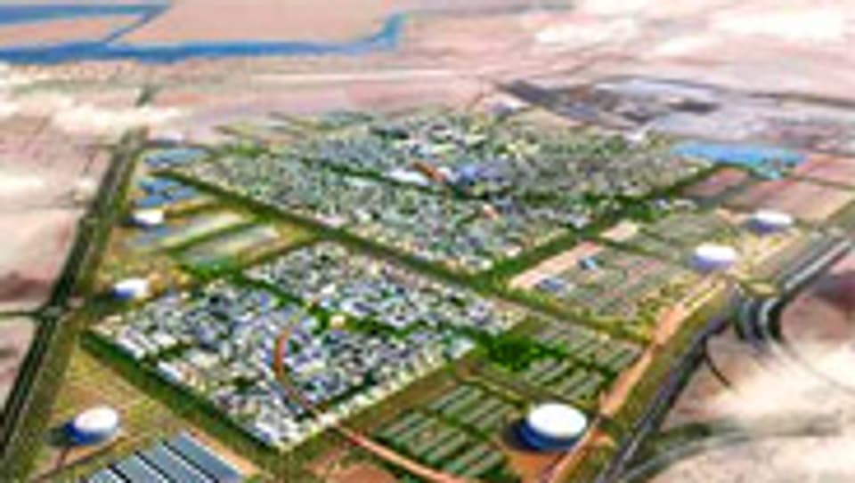 Klimaneutrale Heimat für 50 000 Menschen: Computermodell von Masdar City.