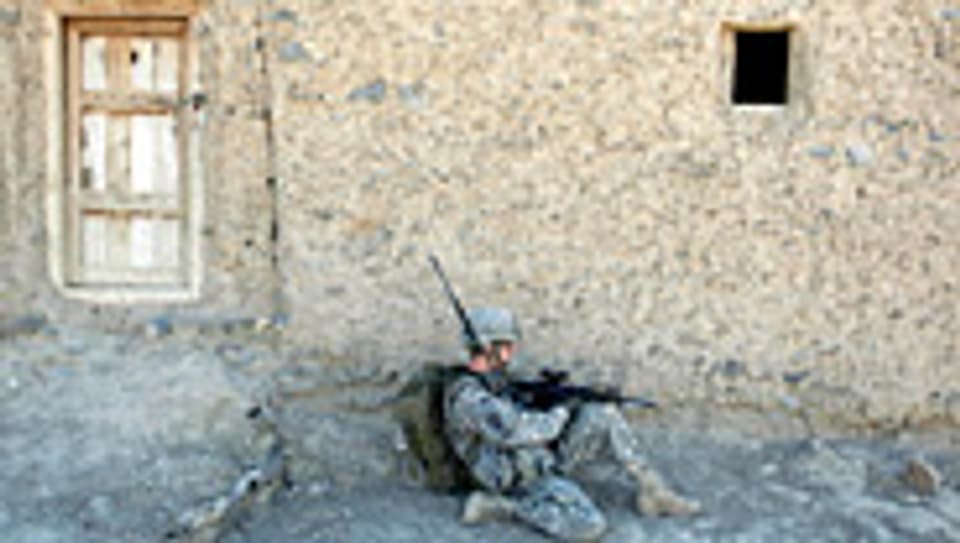 Soldat der US-Armee auf Patrouille in Afghanistan.