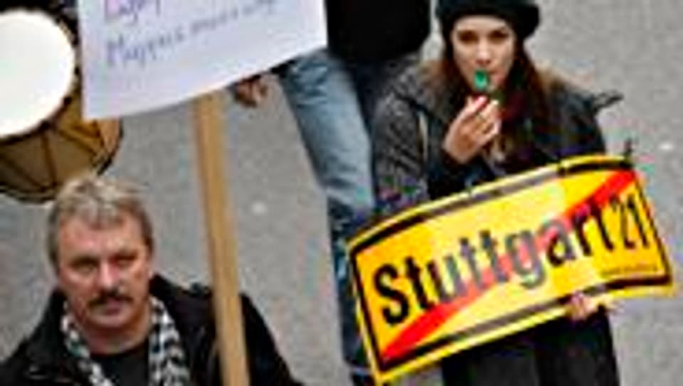 Demonstranten in Stuttgart.