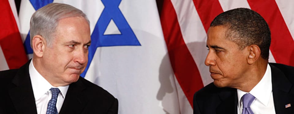 Benjamin Netanyahu, Ministerpräsident von Israel und US-Präsident Barack Obama bei einem Treffen in New York, September 2011.