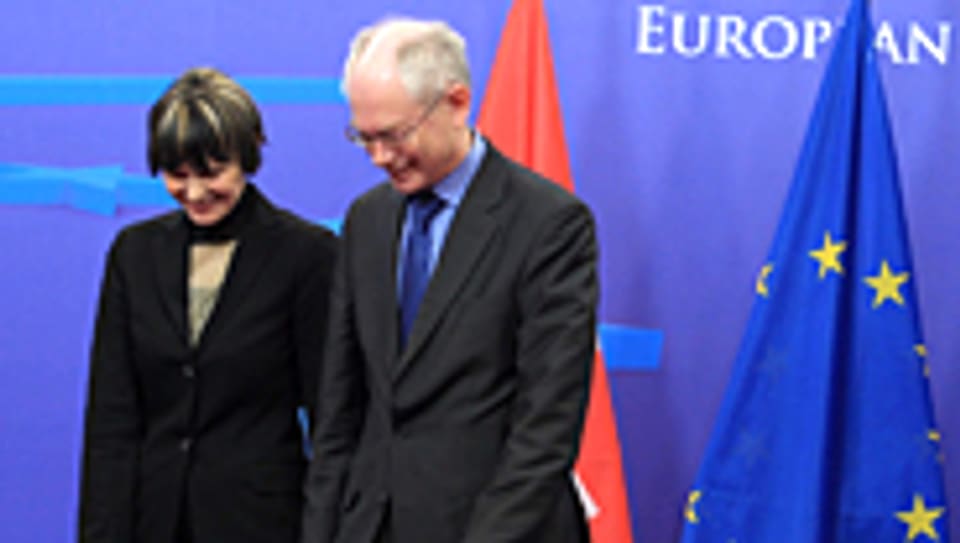 Bundesrätin Micheline Calmy Rey und Präsident des Europäischen Rates Herman Van Rompuy.