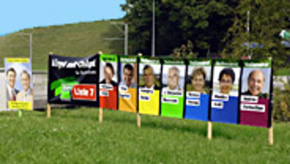 SVP-Wahlplakate in der Nähe von Matzingen, Kanton Thurgau.