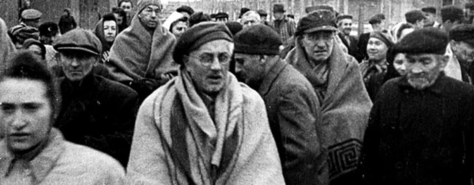 Auschwitz-Überlebende im Januar 1945.