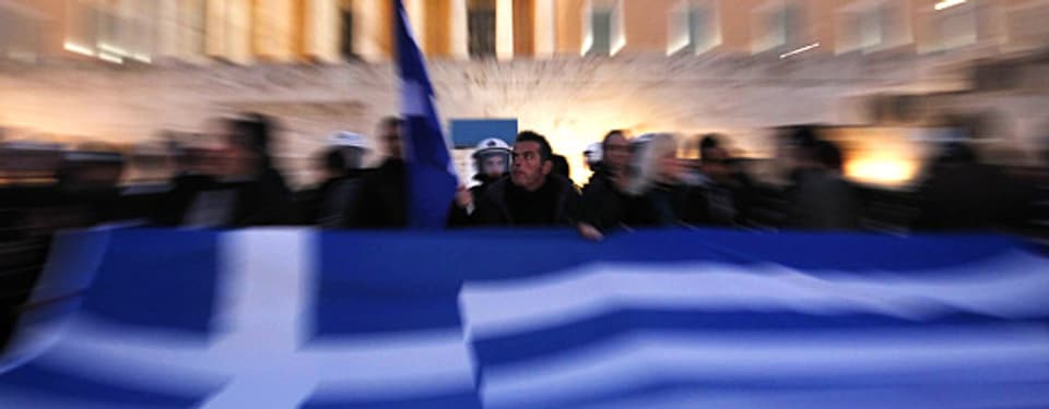 Es brodelt weiter: Demonstranten vor dem griechischen Parlament, Februar 2012.