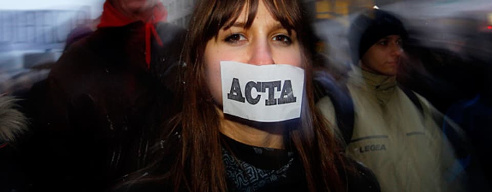 Acta-Demonstration in Warschau, Januar 2012.