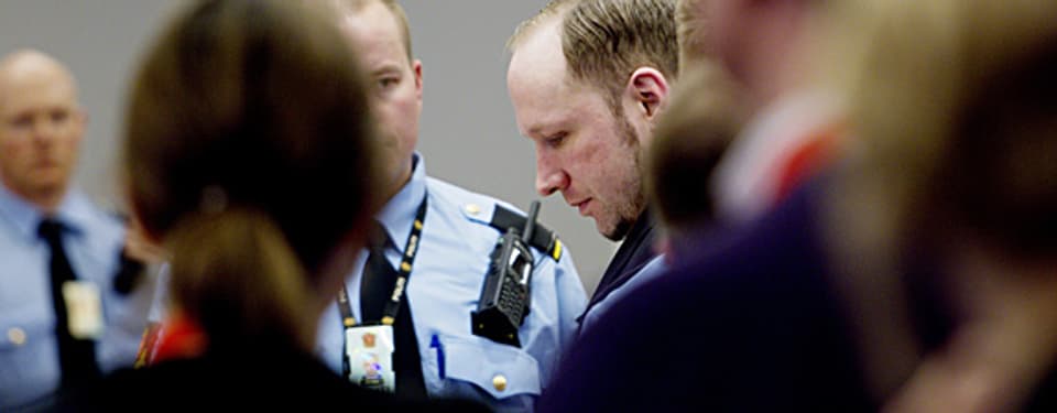 Anders Behring Breivik im Gerichtssaal in Oslo.