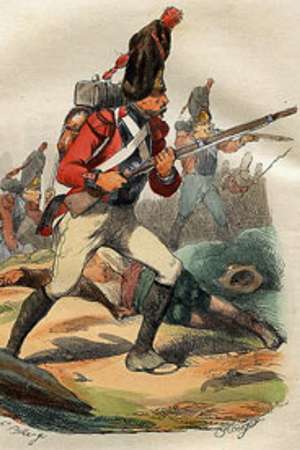Schweizer Grenadiere in Napoleons Truppen beim Russlandfeldzug 1812.