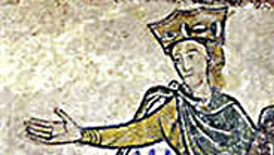 Eleonore von Aquitanien auf einem Fresko in der Kapelle Ste.Radegonde in Chinon (F).